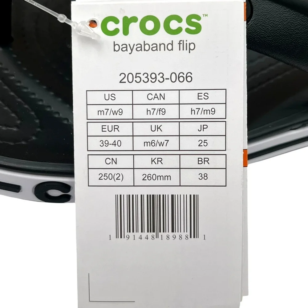 Crocs Bayaband Men's Flip Flop Sandals Size 7 Black Water‎ Friendly Lightweight